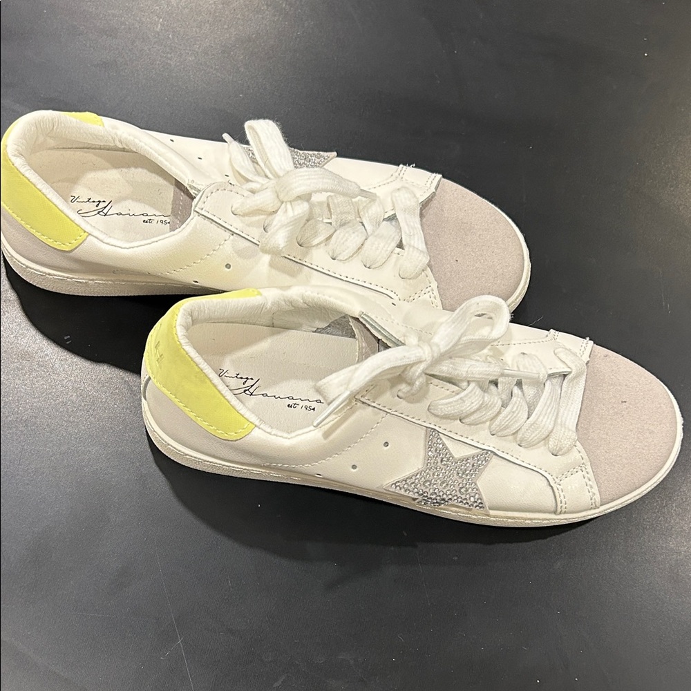 Vintage Havana White and Silver Kids Sneakers